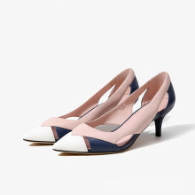 2017 nouvelles chaussures de femme creusent de véritables chaussures en cuir de dames de talon pour des filles de mode chaussures à talons hauts